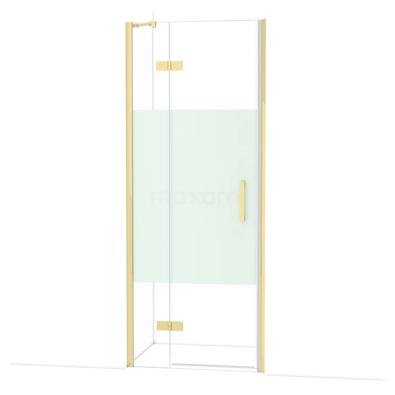 Diamond Douchedeur | 80 cm Glanzend lichtgoud Helder met matte strook Draaideur DDB21352213GLG Diamond Douchedeur | 80 cm Glanzend lichtgoud Helder met matte strook Draaideur DDB21352213GLG