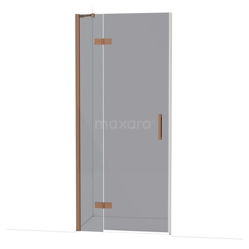 Diamond Shower door | 90 cm Glanzend koper Smoke glass Pivot door DDB21361211GKP Glazen douchedeur met scharnieren en handgreep in bronskleur, strak design, ideaal voor een moderne badkamer.