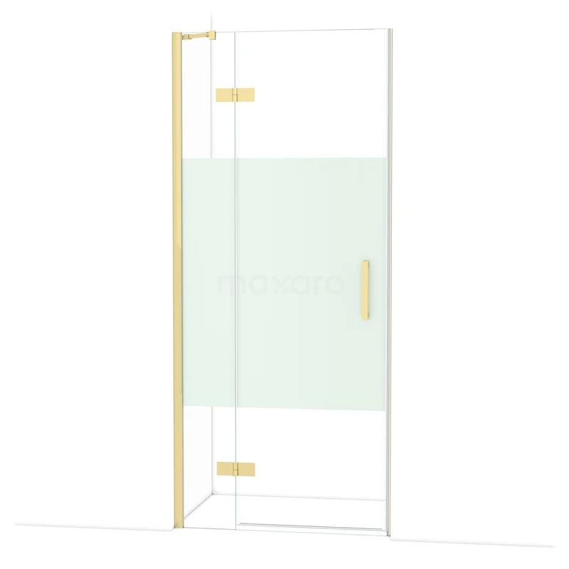 Diamond Shower door | 90 cm Glanzend lichtgoud Clear with matt strip Pivot door DDB21361213GLG Diamond Shower door | 90 cm Glanzend lichtgoud Clear with matt strip Pivot door DDB21361213GLG