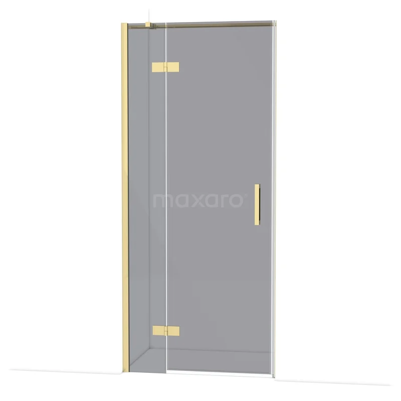 Diamond Duschtür | 90 cm Glänzendes Hellgold Rauchglas Drehtür DDB21361311GLG Glasdouchedeur mit goldfarbenen Scharnieren und Haltegriff, elegantes Design für moderne Bäder.