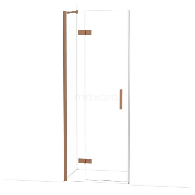 Diamond Shower door | 80 cm Shiny copper Clear glass Pivot door DDB21351210GKP Douchedeur met helder glas en mat gouden accenten, ideaal voor een moderne badkamerstijl.
