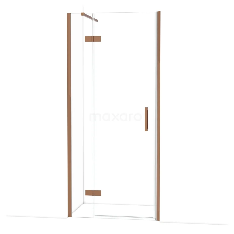Diamond Shower door | 90 cm Shiny copper Clear glass Pivot door DDB21362110GKP Glazen douchedeur met koperkleurige afwerking, strak design, ideaal voor moderne badkamers.