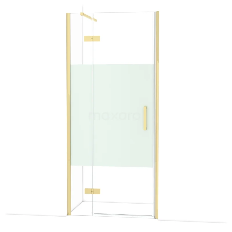 Diamond Shower door | 90 cm Glanzend lichtgoud Clear with matt strip Pivot door DDB21362113GLG Diamond Shower door | 90 cm Glanzend lichtgoud Clear with matt strip Pivot door DDB21362113GLG