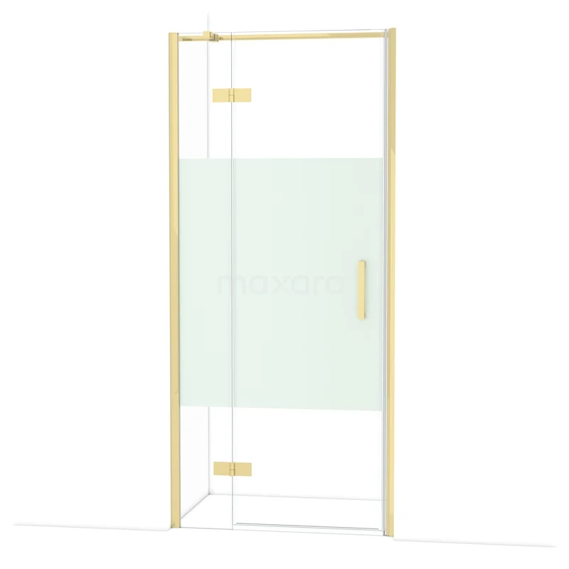 Diamond Shower door | 90 cm Glanzend lichtgoud Clear with matt strip Pivot door DDB21362313GLG Diamond Shower door | 90 cm Glanzend lichtgoud Clear with matt strip Pivot door DDB21362313GLG