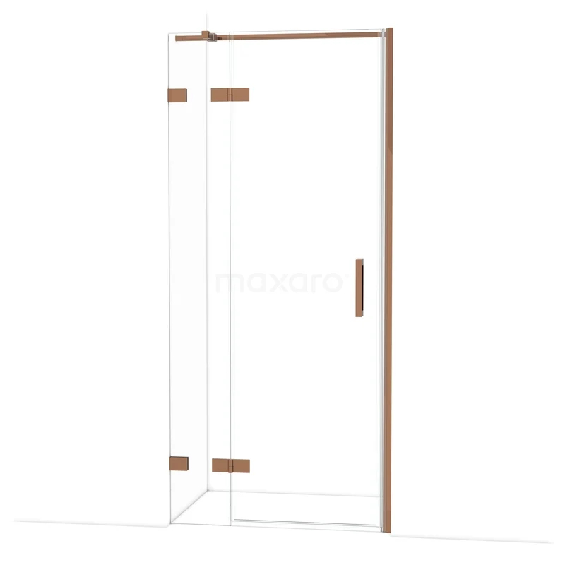 Diamant-Duschtüren DDB21362320GKP Glas Duschkabine mit kupferfarbenen Akzenten, Eckmodell mit klarem Design, ideal für einen luxuriösen Badezimmerstil.