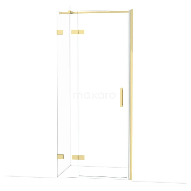 Diamant-Duschtüren DDB21362320GLG Glasdouchedeur mit goldfarbenen Scharnieren und Haltegriff, elegantes Design geeignet für jedes moderne Badezimmer.