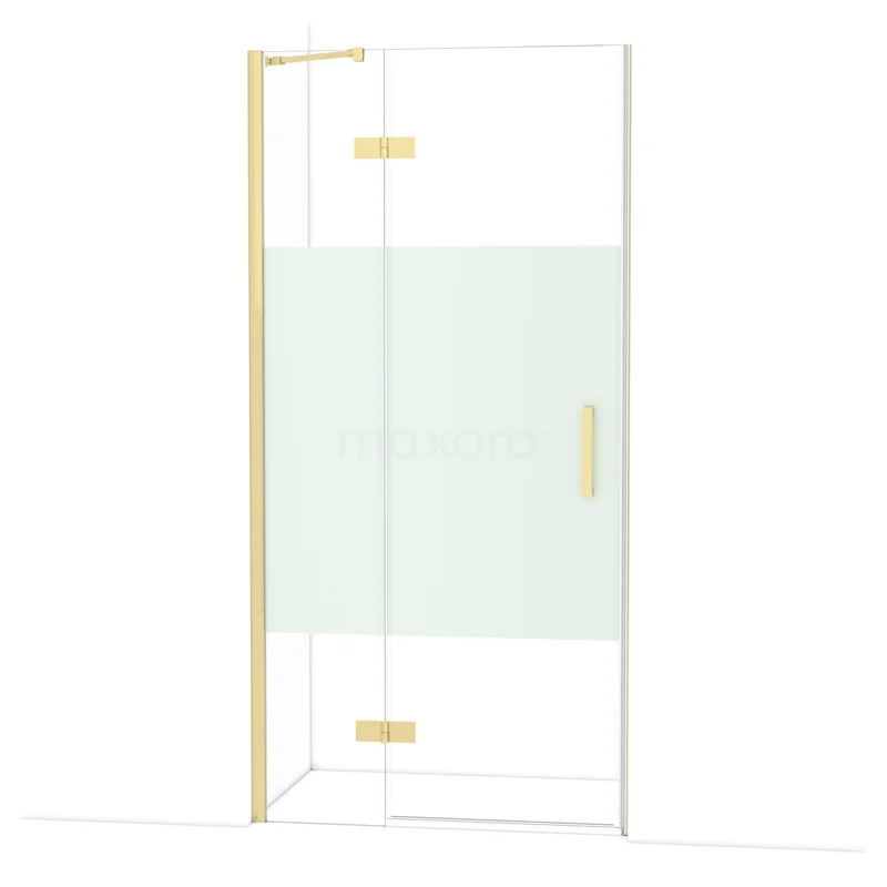Diamond Shower door | 100 cm Glanzend lichtgoud Clear with matt strip Pivot door DDB21461213GLG Diamond Shower door | 100 cm Glanzend lichtgoud Clear with matt strip Pivot door DDB21461213GLG