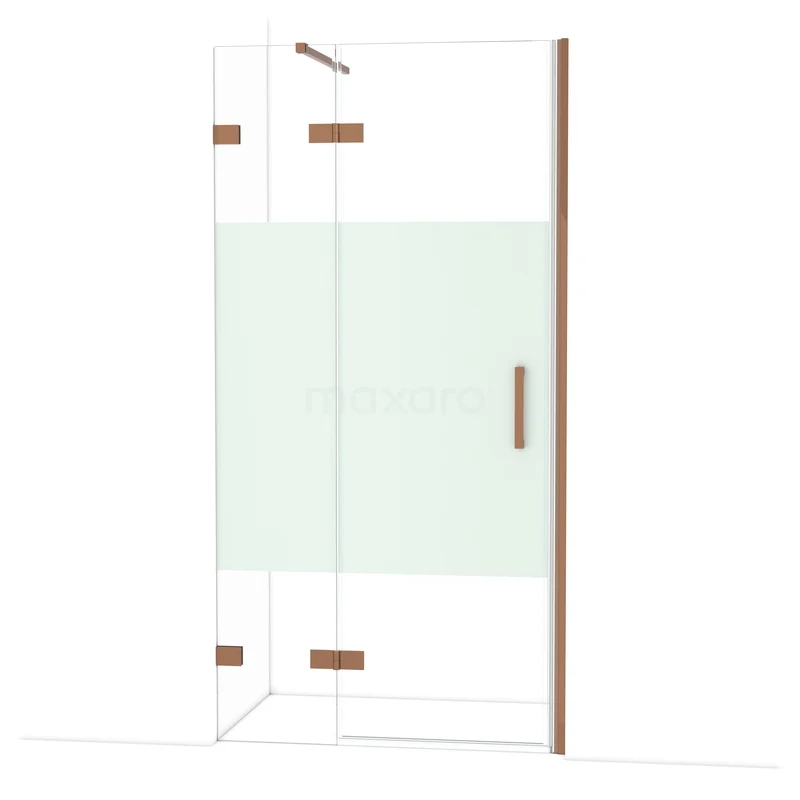 Diamond Douchedeur | 100 cm Glanzend koper Helder met matte strook Draaideur DDB21462123GKP Diamond Douchedeur | 100 cm Glanzend koper Helder met matte strook Draaideur DDB21462123GKP