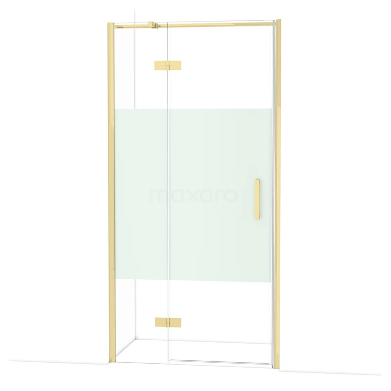 Diamond Shower door | 100 cm Glanzend lichtgoud Clear with matt strip Pivot door DDB21462313GLG Diamond Shower door | 100 cm Glanzend lichtgoud Clear with matt strip Pivot door DDB21462313GLG