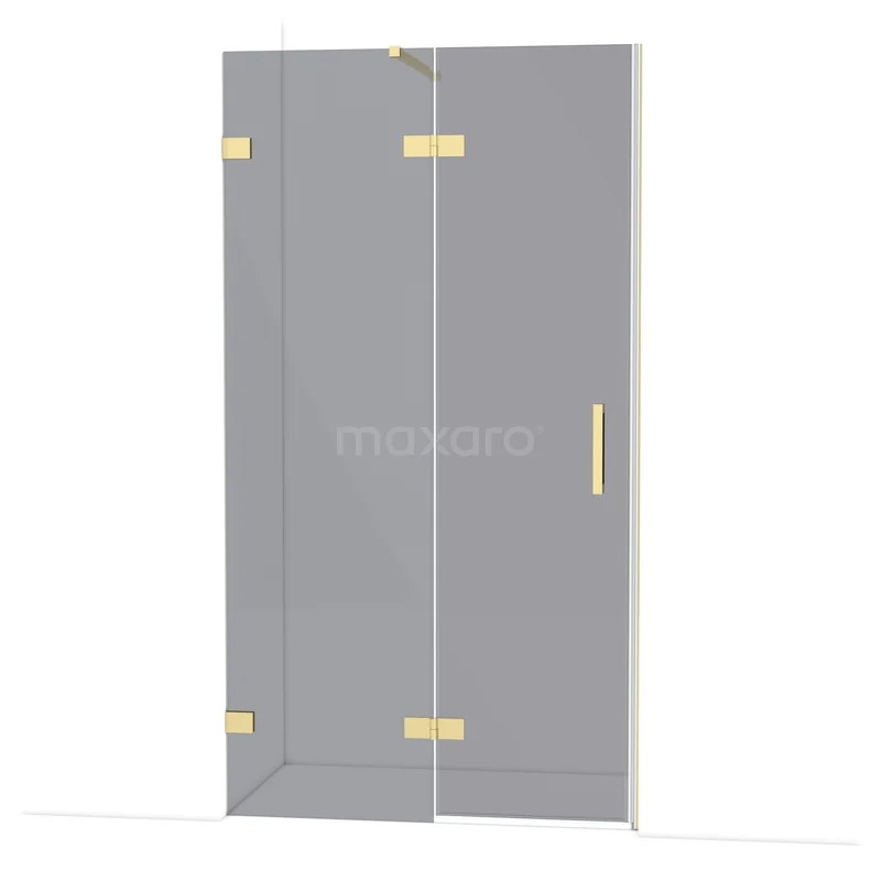 Diamond Shower door | 110 cm Glossy light gold Smoke glass Pivot door DDB21651121GLG Shower door of clear glass with gold-coloured hinges and handle, modern appearance for luxury bathroom.