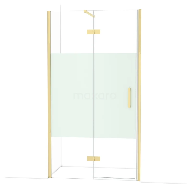 Diamond Douchedeur | 110 cm Glanzend lichtgoud Helder met matte strook Draaideur DDB21652113GLG