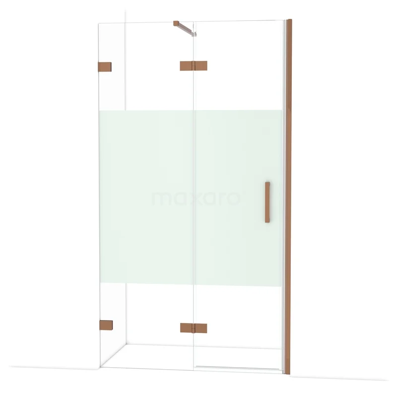Diamond Douchedeur | 110 cm Glanzend koper Helder met matte strook Draaideur DDB21652123GKP Diamond Douchedeur | 110 cm Glanzend koper Helder met matte strook Draaideur DDB21652123GKP