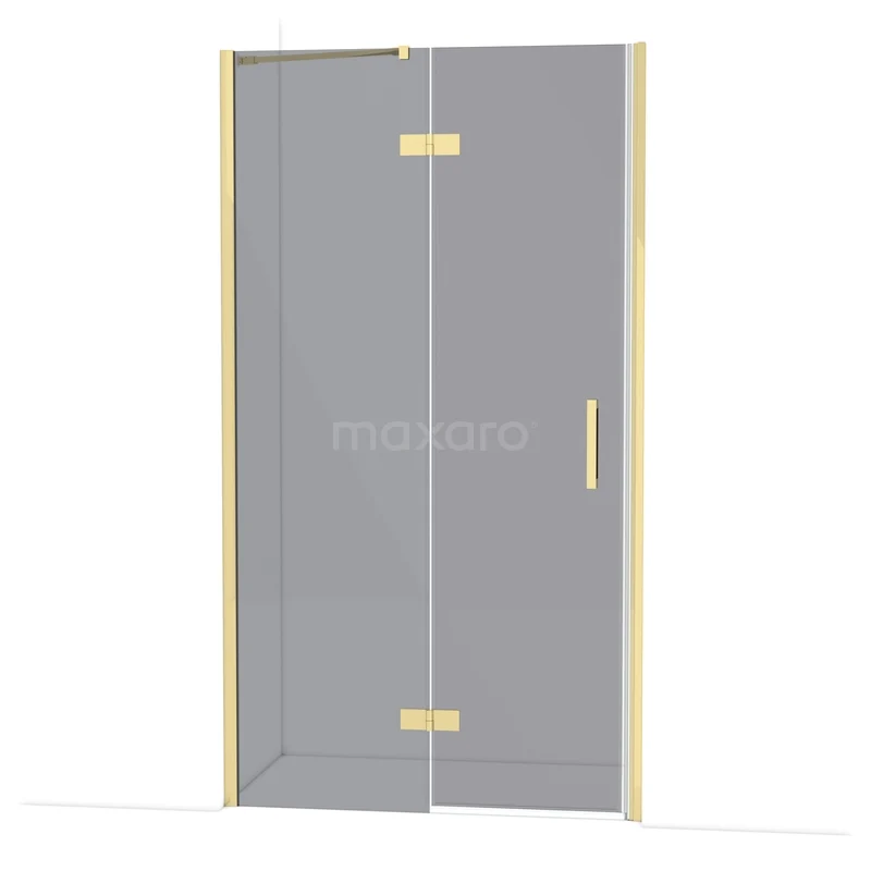 Diamond Shower door | 110 cm Glossy light gold Smoke glass Pivot door DDB21652211GLG Glazen douchedeur met gouden accenten, moderne uitstraling, perfect voor een stijlvolle badkamer.