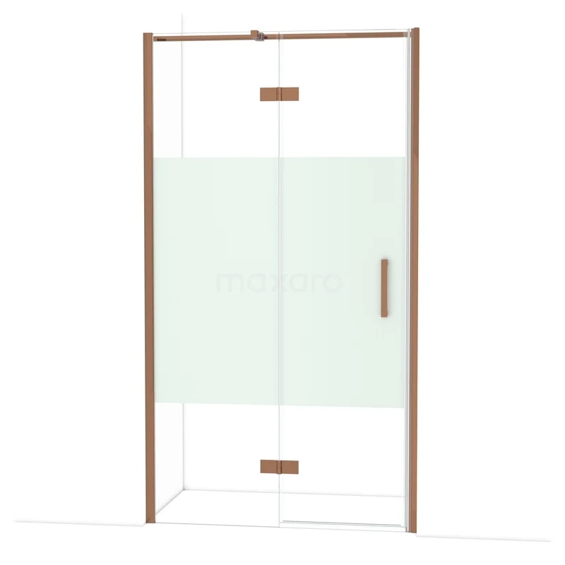 Diamond Shower door | 110 cm Glanzend koper Clear with matt strip Pivot door DDB21652313GKP Diamond Shower door | 110 cm Glanzend koper Clear with matt strip Pivot door DDB21652313GKP