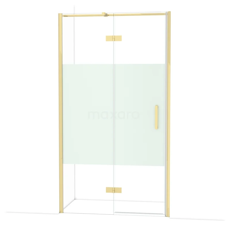 Diamond Shower door | 110 cm Glanzend lichtgoud Clear with matt strip Pivot door DDB21652313GLG Diamond Shower door | 110 cm Glanzend lichtgoud Clear with matt strip Pivot door DDB21652313GLG
