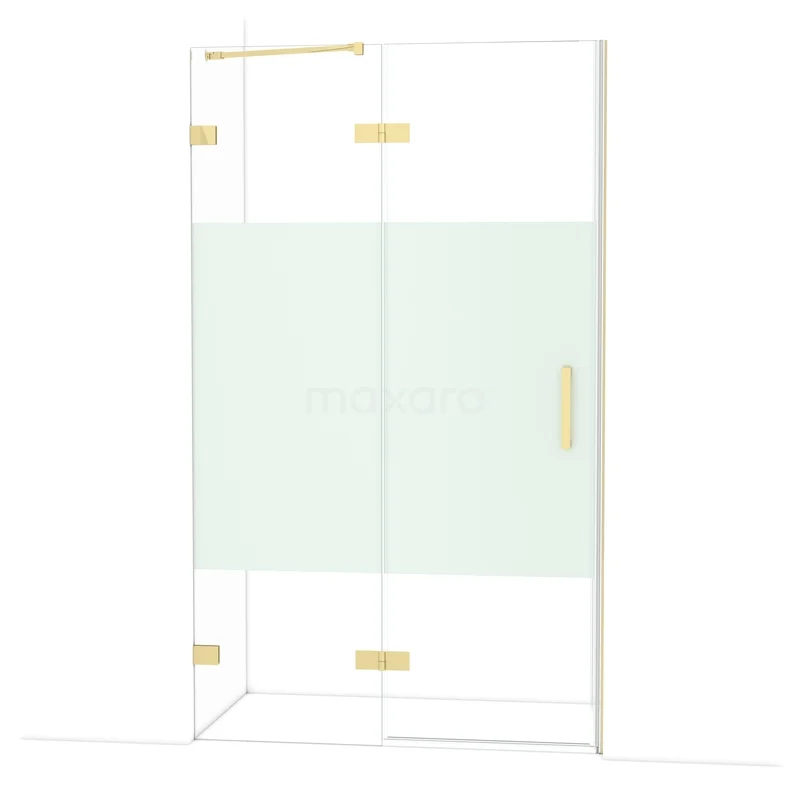 Diamant-Duschtüren DDB21661223GLG Duschkabine Gold, rechteckiges Klarglas mit Mattbereich, Badezimmeraccessoire aus Luxus Serie.