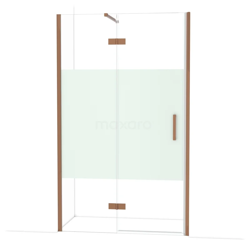 Diamond Shower door | 120 cm Glanzend koper Clear with matt strip Pivot door DDB21662113GKP Diamond Shower door | 120 cm Glanzend koper Clear with matt strip Pivot door DDB21662113GKP