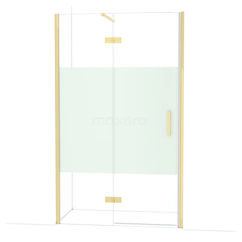Diamond Shower door | 120 cm Glanzend lichtgoud Clear with matt strip Pivot door DDB21662113GLG Diamond Shower door | 120 cm Glanzend lichtgoud Clear with matt strip Pivot door DDB21662113GLG