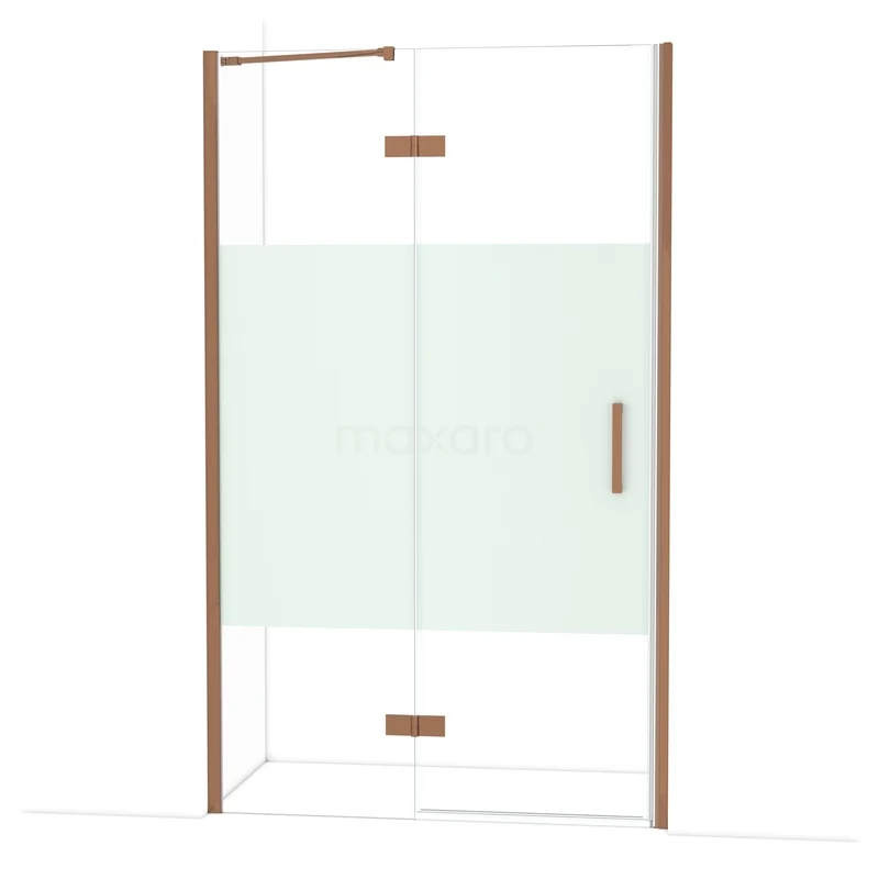 Diamant-Duschtüren DDB21662213GKP Duschwand mit mattem Glas und kupferfarbenen Details, klare gerade Linien, ideal für einen modernen Badezimmerstil.
