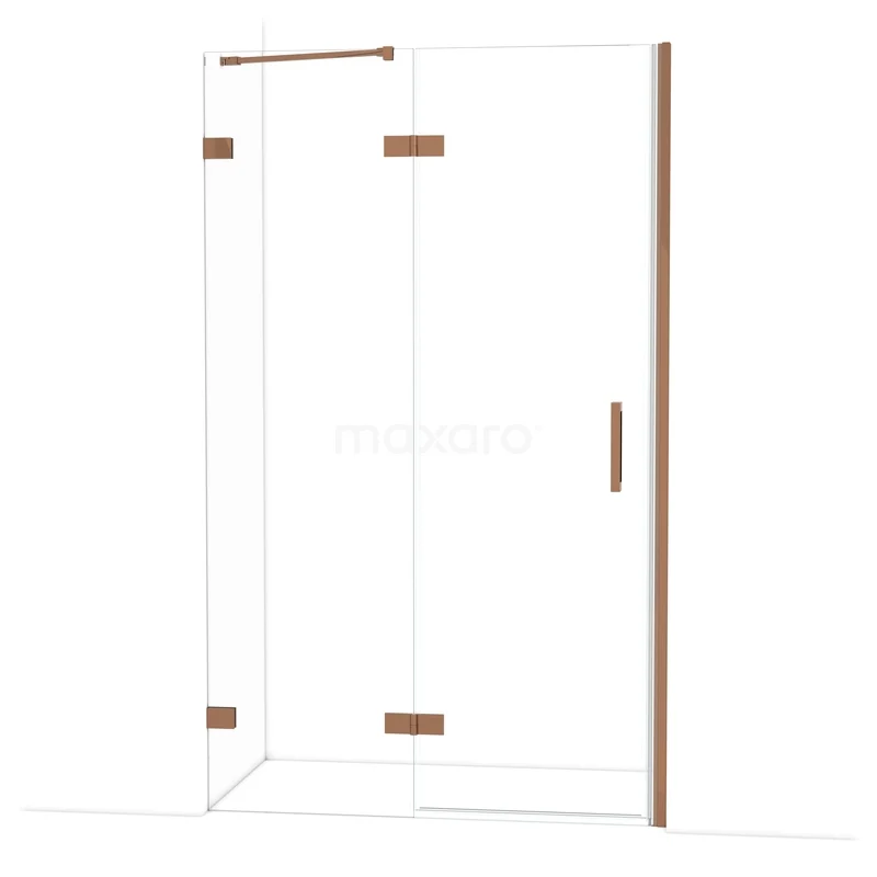Diamond Shower door | 120 cm Shiny copper Clear glass Pivot door DDB21662220GKP Glazen douchecabine met koperkleurige scharnieren en deur, modern design perfect voor elke stijlvolle badkamer.