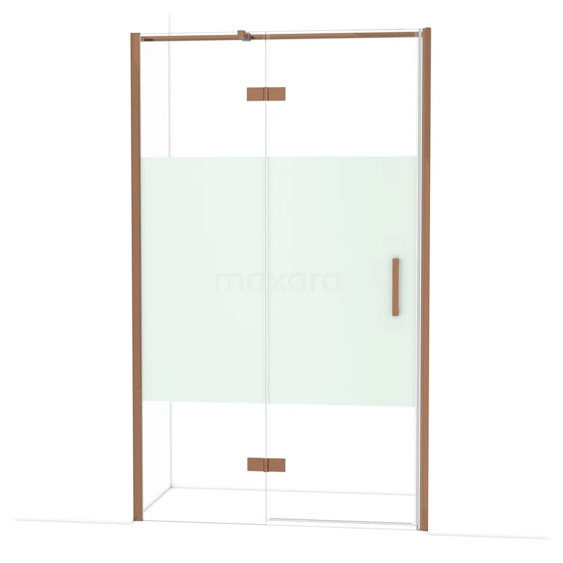 Diamond Shower door | 120 cm Glanzend koper Clear with matt strip Pivot door DDB21662313GKP Diamond Shower door | 120 cm Glanzend koper Clear with matt strip Pivot door DDB21662313GKP