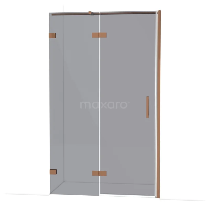 Diamond Shower door | 120 cm Shiny copper Smoke glass Pivot door DDB21662321GKP Glazen douchewand met mat zwarte profielen en schuifdeur, ideaal voor een moderne badkamer, serie Elegance.
