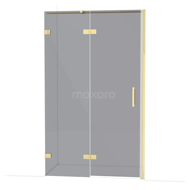Diamond Shower door | 120 cm Glossy light gold Smoke glass Pivot door DDB21662321GLG Glazen douchedeur met goudkleurige accenten, strak design voor moderne badkamerstijl.