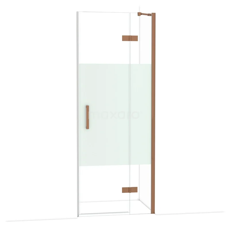 Diamond Shower door | 80 cm Glanzend koper Clear with matt strip Pivot door DDB22351213GKP