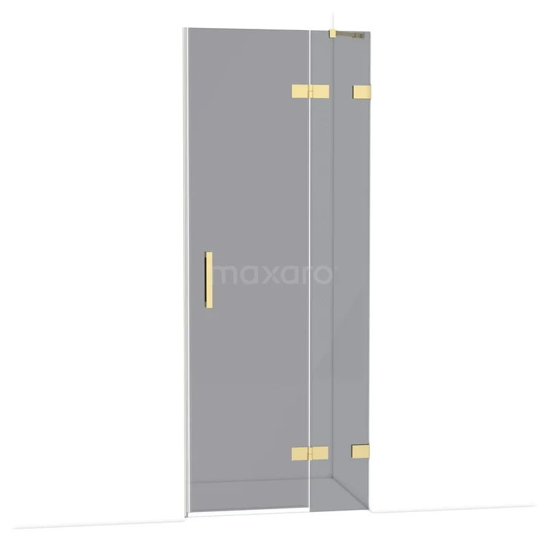 Diamant-Duschtüren DDB22351221GLG Glasene Duschtür mit goldenen Scharnieren und Haltegriff, modernes Design, ideal für luxuriöse Badezimmergestaltung.