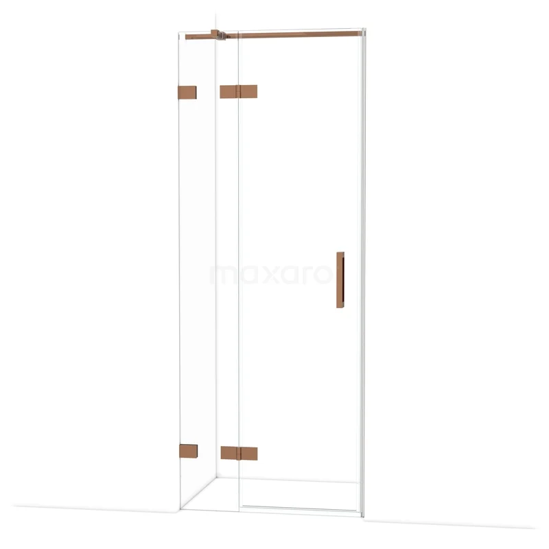 Diamond Douchedeur | 80 cm Glanzend koper Helder glas Draaideur DDB22351320GKP Diamond Douchedeur | 80 cm Glanzend koper Helder glas Draaideur DDB22351320GKP