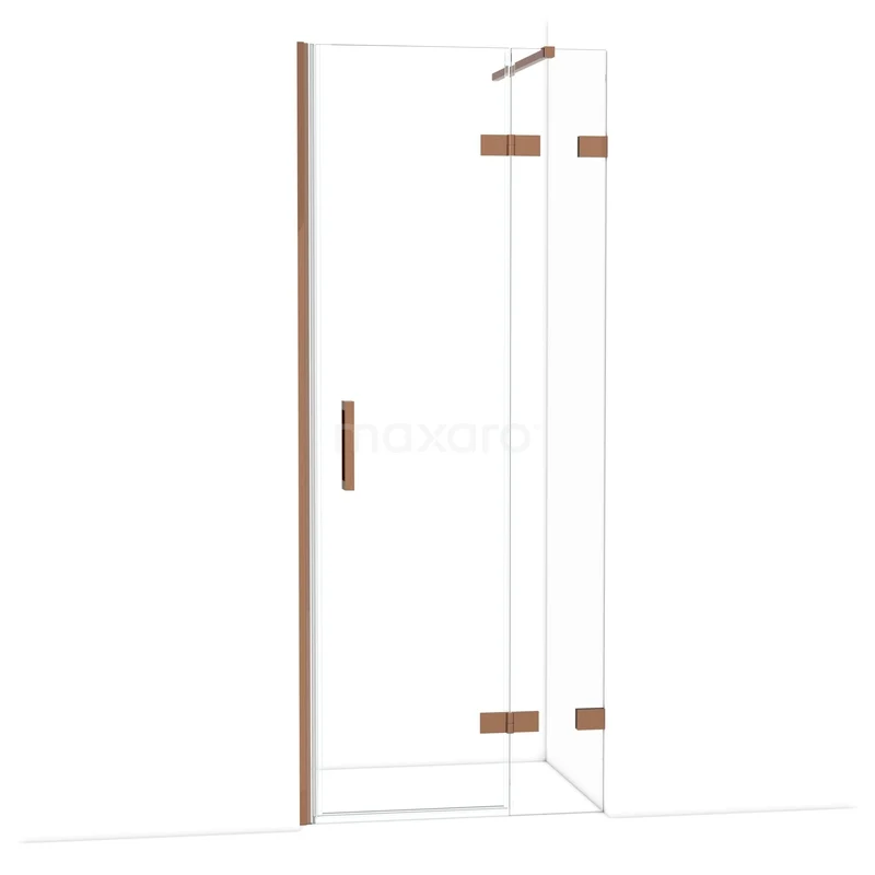Diamond Shower door | 80 cm Glanzend koper Clear glass Pivot door DDB22352120GKP
