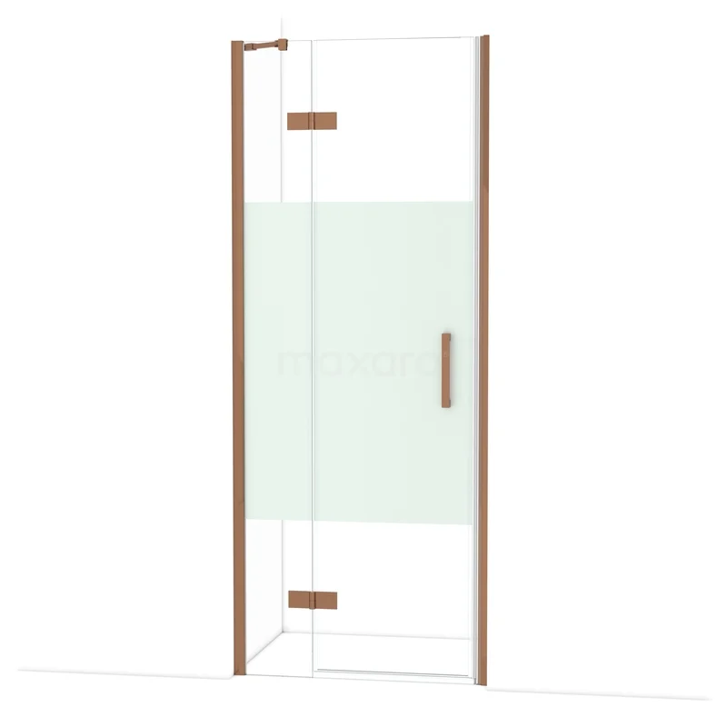 Diamond Douchedeur | 80 cm Glanzend koper Helder met matte strook Draaideur DDB22352213GKP Diamond Douchedeur | 80 cm Glanzend koper Helder met matte strook Draaideur DDB22352213GKP