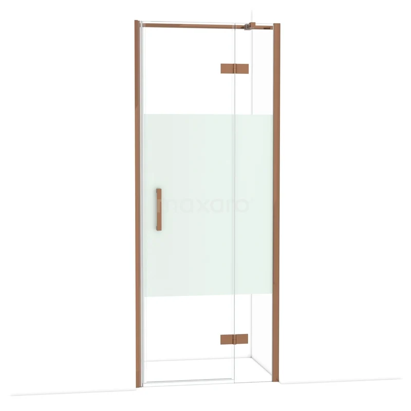 Diamond Shower door | 80 cm Glanzend koper Clear with matt strip Pivot door DDB22352313GKP