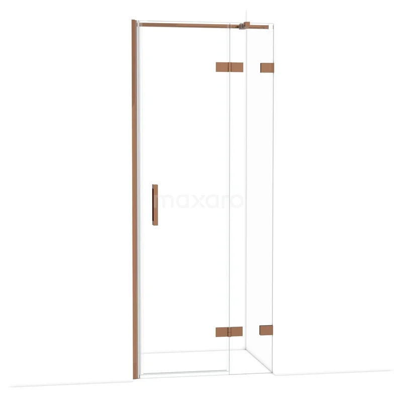 Diamond Shower door | 80 cm Glanzend koper Clear glass Pivot door DDB22352320GKP