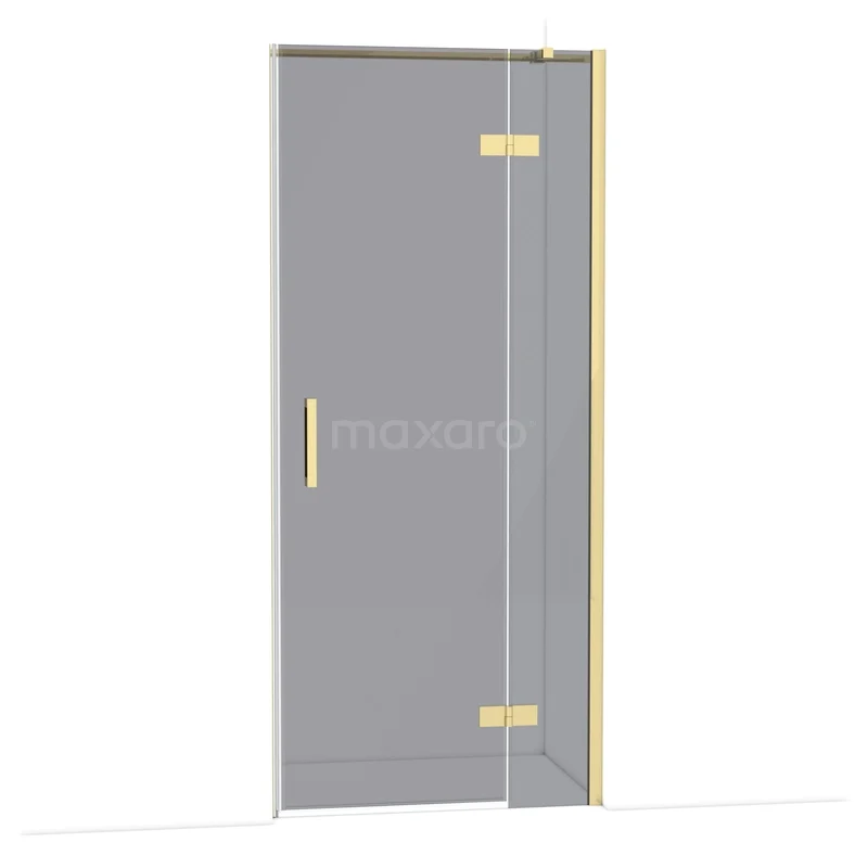 Diamant-Duschtüren DDB22361311GLG Graue Duschtür mit goldfarbenen Scharnieren und Haltegriff, Glasplatte und luxuriösem Aussehen, ideal für moderne Bäder.