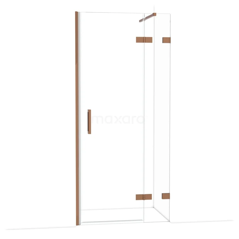 Diamond Shower door | 90 cm Glanzend koper Clear glass Pivot door DDB22362120GKP