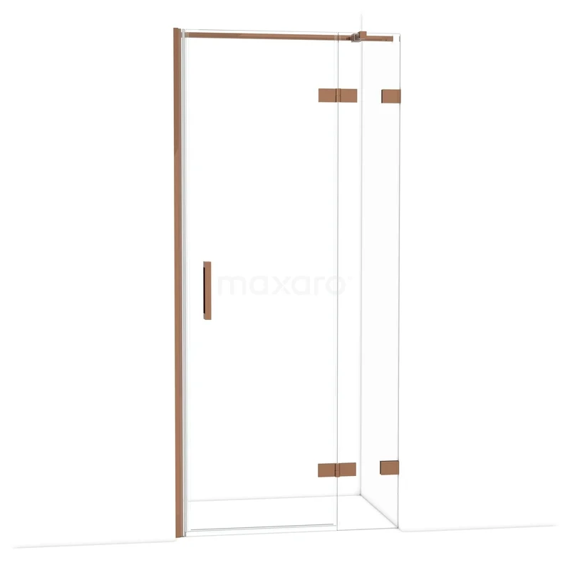 Diamond Shower door | 90 cm Glanzend koper Clear glass Pivot door DDB22362320GKP