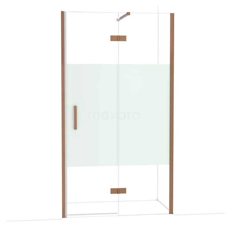 Diamond Shower door | 110 cm Glanzend koper Clear with matt strip Pivot door DDB22652113GKP Diamond Shower door | 110 cm Glanzend koper Clear with matt strip Pivot door DDB22652113GKP