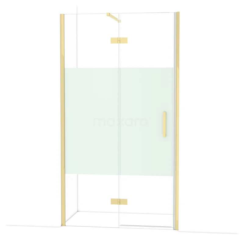 Diamond Shower door | 110 cm Glanzend lichtgoud Clear with matt strip Pivot door DDB22652113GLG
