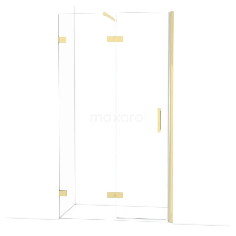 Diamond Shower door | 110 cm Glanzend lichtgoud Clear glass Pivot door DDB22652120GLG