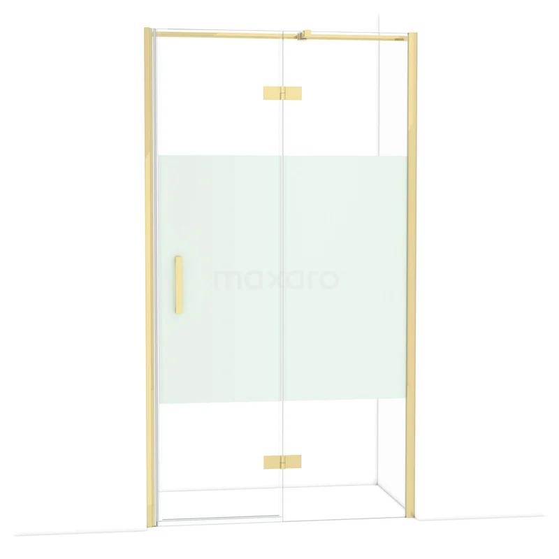 Diamond Douchedeur | 110 cm Glanzend lichtgoud Helder met matte strook Draaideur DDB22652313GLG