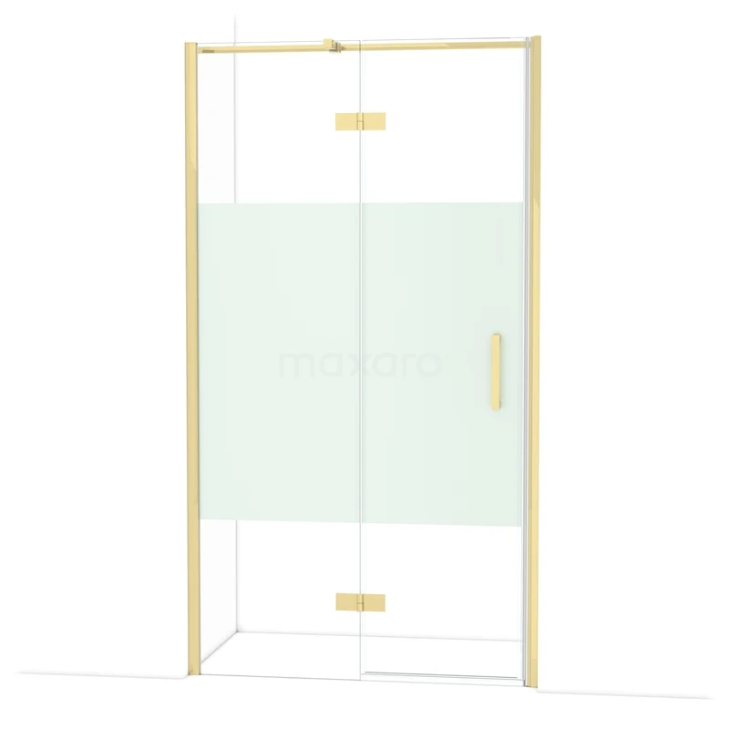 Diamond Shower door | 110 cm Glanzend lichtgoud Clear with matt strip Pivot door DDB22652313GLG