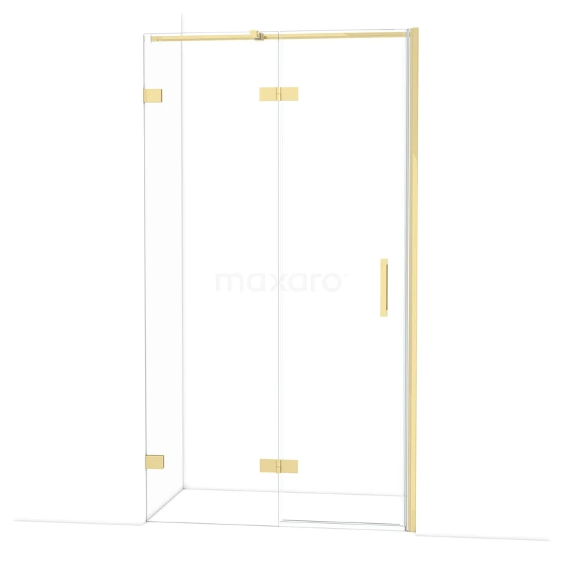Diamond Shower door | 110 cm Glanzend lichtgoud Clear glass Pivot door DDB22652320GLG