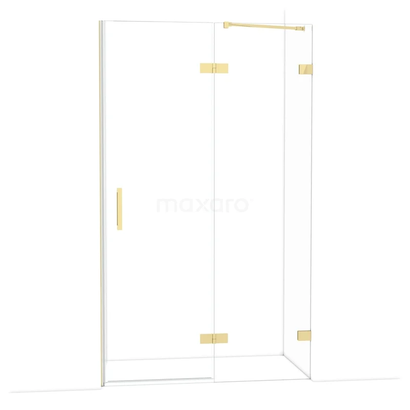Diamond Shower door | 120 cm Glanzend lichtgoud Clear glass Pivot door DDB22661220GLG