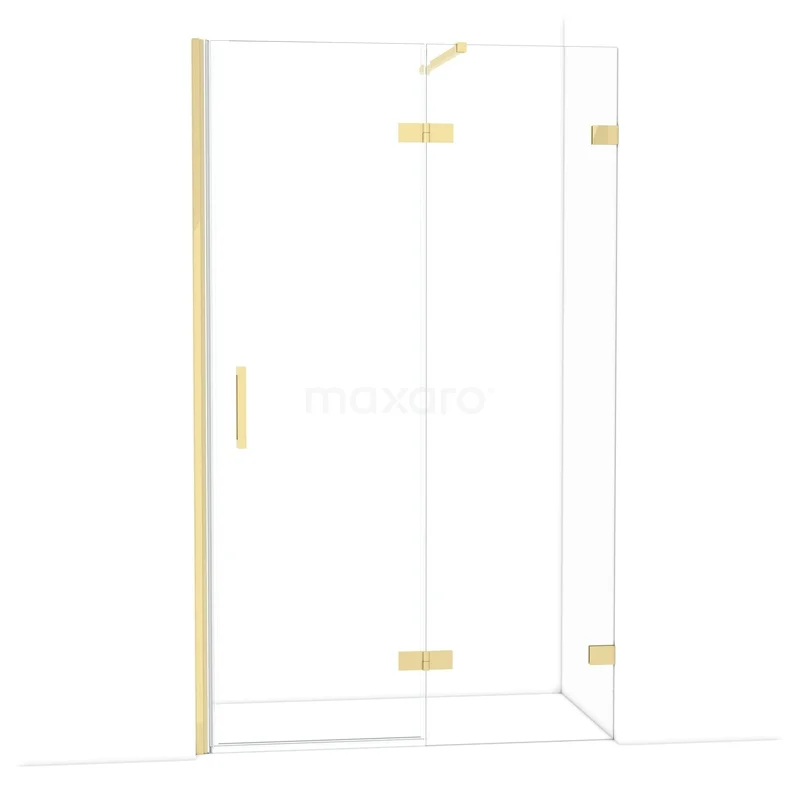 Diamond Douchedeur | 120 cm Glanzend lichtgoud Helder glas Draaideur DDB22662120GLG