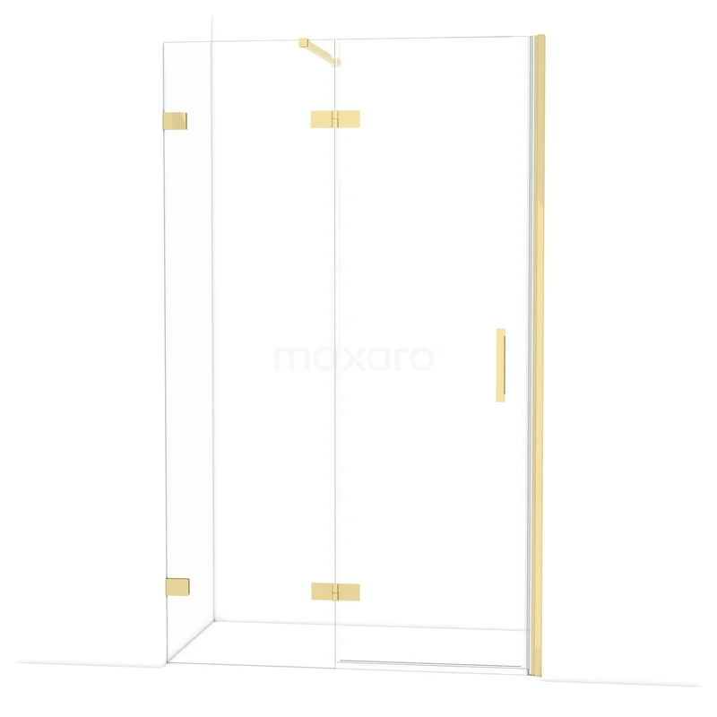 Diamond Shower door | 120 cm Glanzend lichtgoud Clear glass Pivot door DDB22662120GLG