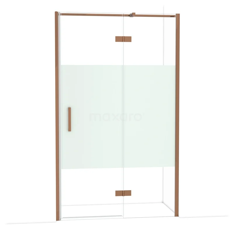Diamond Douchedeur | 120 cm Glanzend koper Helder met matte strook Draaideur DDB22662313GKP