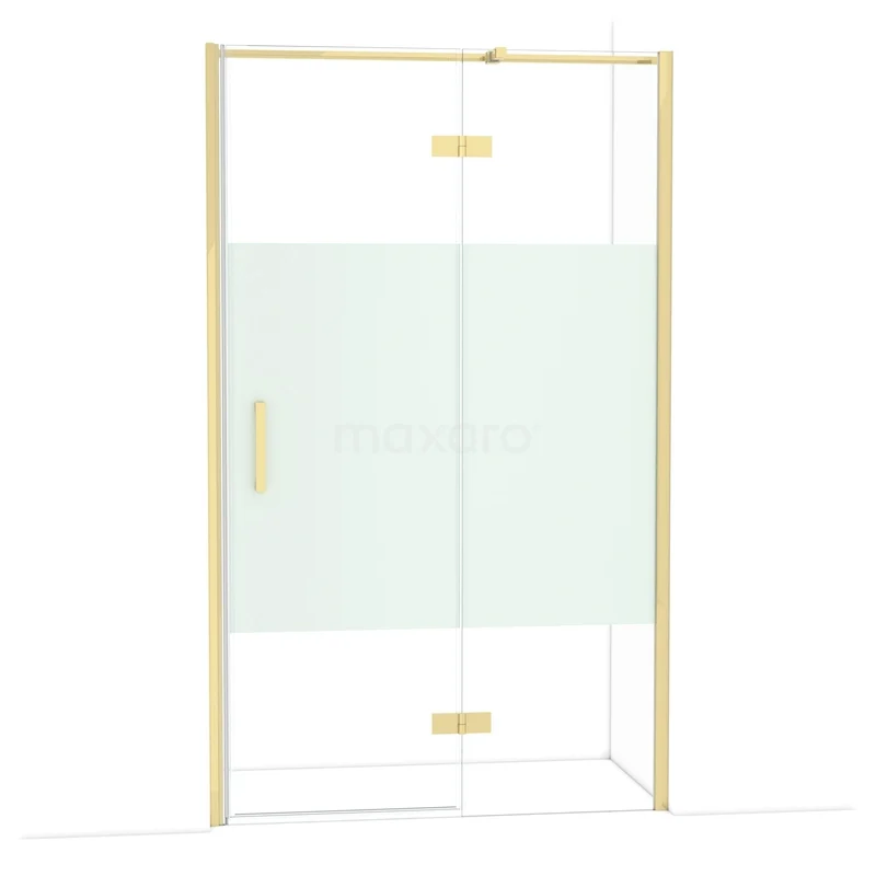 Diamond Shower door | 120 cm Glanzend lichtgoud Clear with matt strip Pivot door DDB22662313GLG Diamond Shower door | 120 cm Glanzend lichtgoud Clear with matt strip Pivot door DDB22662313GLG