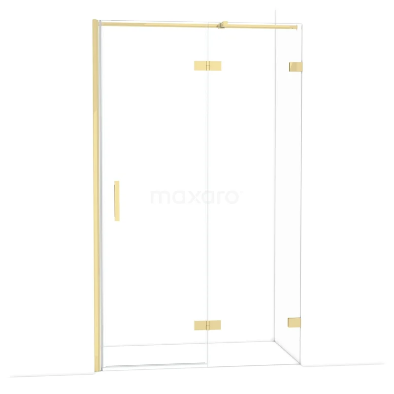 Diamond Douchedeur | 120 cm Glanzend lichtgoud Helder glas Draaideur DDB22662320GLG