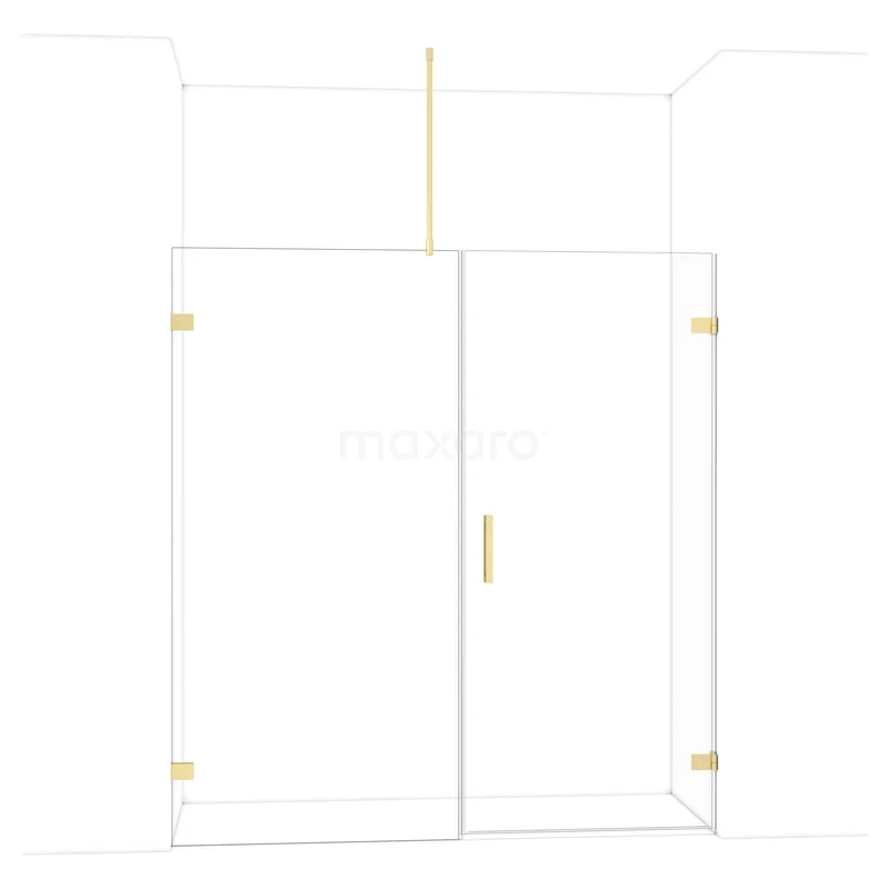 Diamond Douchedeur | 185 cm Lichtgoud Helder glas Draaideur DDC220910720LG
